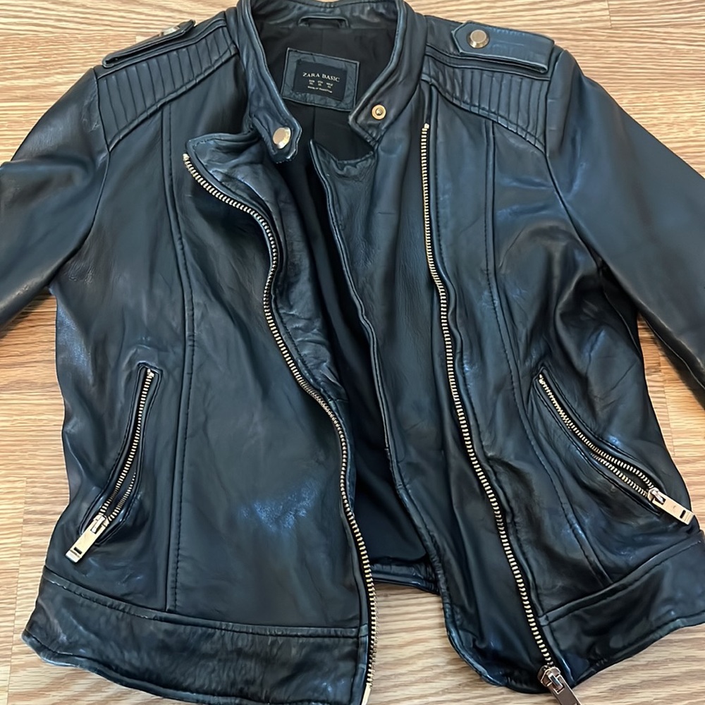 Zara Basic Genuine Leather Jacket
